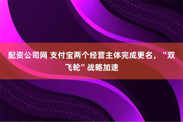 配资公司网 支付宝两个经营主体完成更名，“双飞轮”战略加速